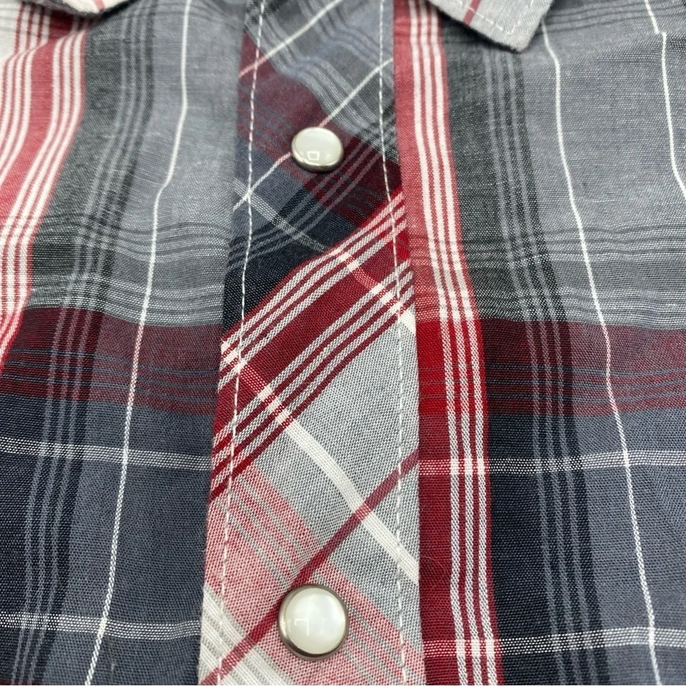Levis Red Tab Mens Plaid Red Grey Button Pearl Snap Plaid Western Long Sleeve 3X